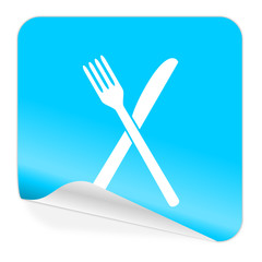 restaurant blue sticker icon