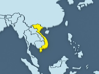 Fototapeta premium Map of worlds. Vietnam.
