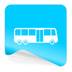 bus blue sticker icon