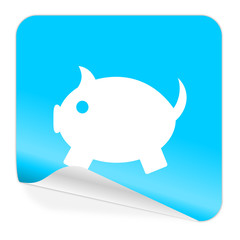 piggy bank blue sticker icon