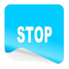 stop blue sticker icon