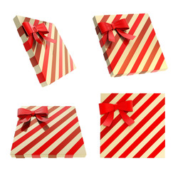 Fototapeta premium Wrapped gift box with a bow and ribbon