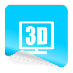 3d display blue sticker icon