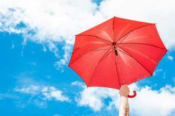 Red Umbrella with Blue Sky