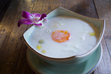Thai dessert, Bua Loi Kai Wan, Pumpkin Ball in coconut cream