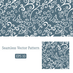 Excellent seamless floral pattern white and blue