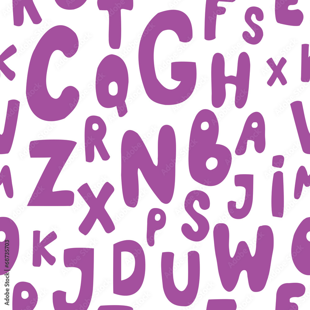 Fototapete seamless pattern with cartoon letters