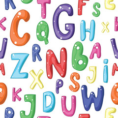 Seamless pattern with cartoon letters