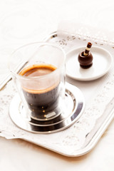espresso with chocolate sweet