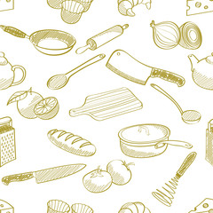 seamless kitchen stuff pattern