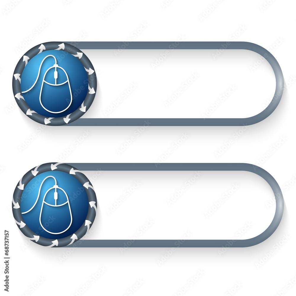 Fototapete set of two buttons with arrows and mouse icon