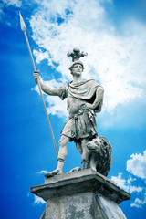 Fototapeta na wymiar male statue with a lance