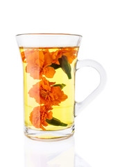 Marigold Tea in the Transparent Glass Cup