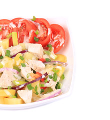 Chicken salad with potatoes and zucchini.
