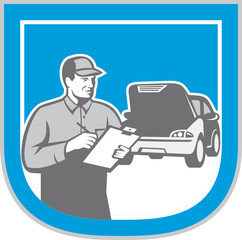 Fototapeta na wymiar Auto Mechanic Automobile Car Repair Check Retro