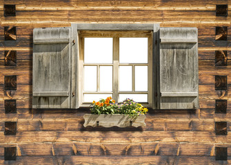 mountain hut window isolated