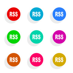  rss flat icon vector set