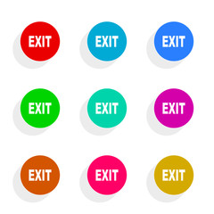 exit flat icon vector set
