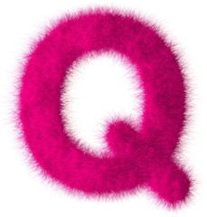 Pink shag Q letter isolated on white background