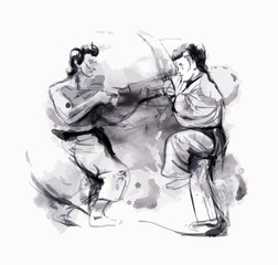 Fototapeta na wymiar Karate - Hand drawn (calligraphic) vector