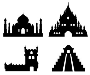 Fototapeta premium Monuments historiques en 4 icônes
