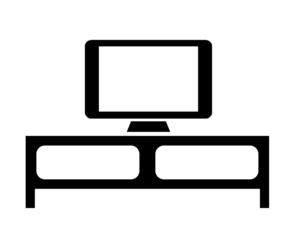 Télévision sur une table basse