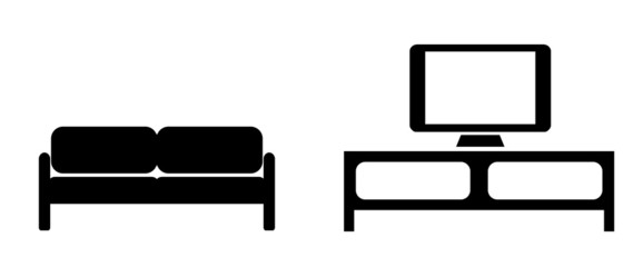 Meuble télé et un canapé