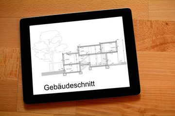 Entwurf Architekturplanung Wohnhaus mit Gebäude-Querschnitt