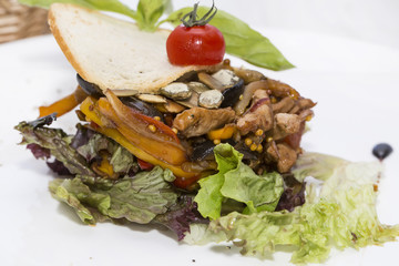 vegetable salad on a plate in a restaurant