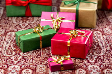 Gifts in Red, Green and Gold