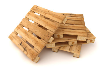 Stack of wooden pallets.