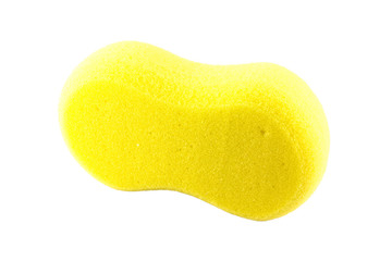 Yellow sponge on white background