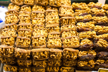 Traditional Turkish sweets on the market