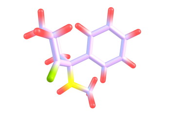 Ketamine molecule on white