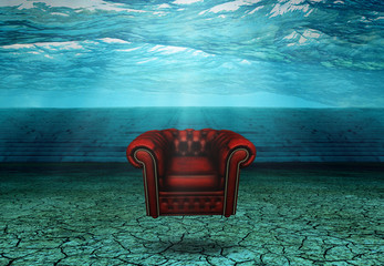 Submerged Chair in Submerged Desert Ruins Floats
