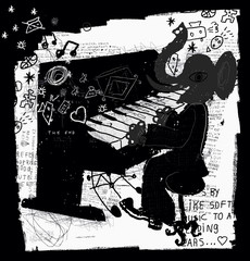 Naklejka premium Слон музыкант