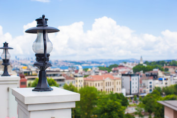 View of the Istanbul's skyline from terrace, Turkey.