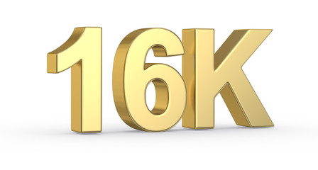 Golden 3D 16K  symbol isolated with clipping path