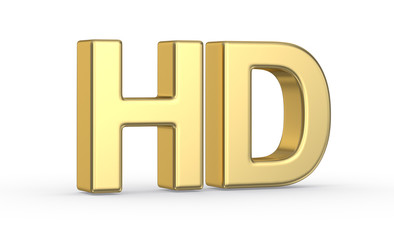 Golden 3D HD symbol isolated with clipping path