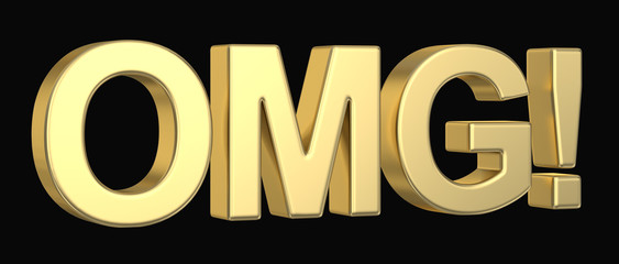 Golden OMG symbol isolated with clipping path