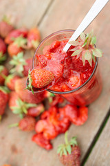 Strawberry smoothie in glass