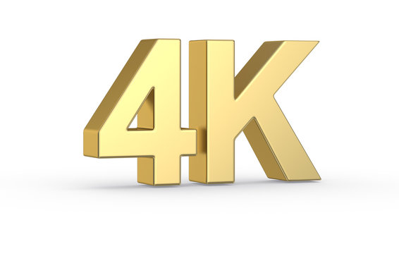 Golden 3D 4K symbol isolated with clipping path
