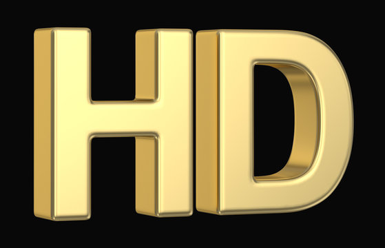 Golden 3D HD symbol isolated with clipping path