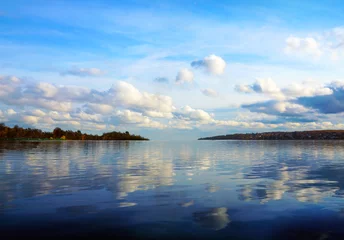 Deurstickers Cloudy scenery on the river Volga © elen_studio