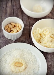 Homemade candies with coconut.