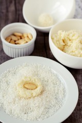 Homemade candies with coconut.