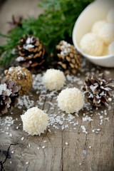 Homemade candies with coconut.