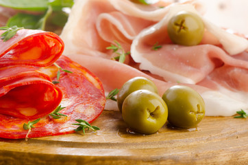 Slices of cured ham