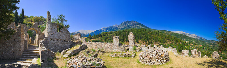 Ruins of old town in Mystras, Greece - obrazy, fototapety, plakaty