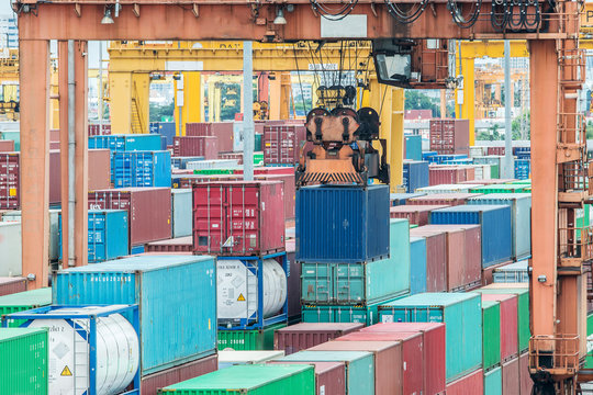 Containers in the port for import export